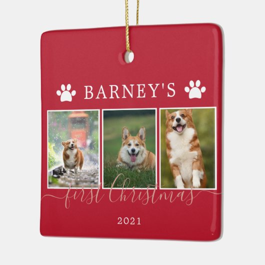 Meerdere foto's eerste kerstcadeau keramisch siera keramisch ornament (Links)