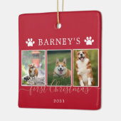 Meerdere foto's eerste kerstcadeau keramisch siera ornament (Links)