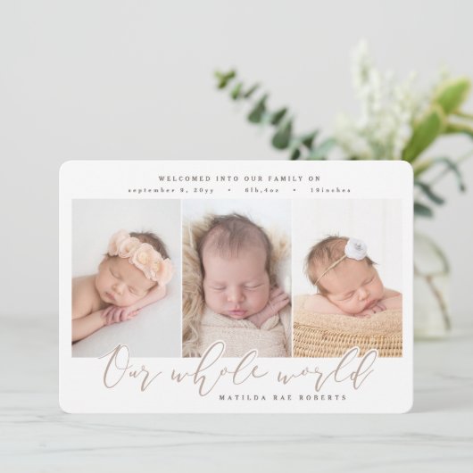 Meerdere foto's geboorte aankondiging. aankondiging (Staand voorkant)