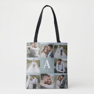 Meerdere foto's initiaal cadeau tote bag