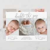 Meerdere foto's met dubbele geboorte aankondiging (Voorkant / Achterkant)