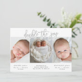 Meerdere foto's met dubbele geboorte aankondiging (Staand voorkant)