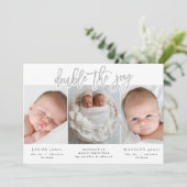 Meerdere foto's met dubbele geboorte aankondiging (Staand voorkant)