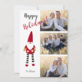 Meerdere foto's met geïllustreerde kerstman feestdagenkaart (Voorkant)