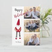 Meerdere foto's met geïllustreerde kerstman feestdagenkaart (Staand voorkant)