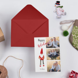 Meerdere foto's met geïllustreerde kerstman feestdagenkaart