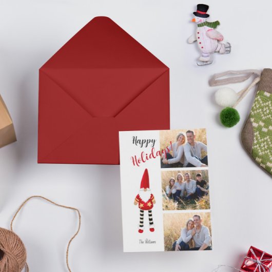 Meerdere foto's met geïllustreerde kerstman feestdagenkaart