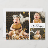 Meerdere foto's met zwarte en witte kerst feestdagenkaart (Voorkant)