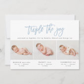 Meerdere foto's moderne tripletgeboorteaankondigin aankondiging (Voorkant)