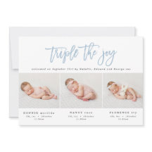 Meerdere foto's moderne tripletgeboorteaankondigin