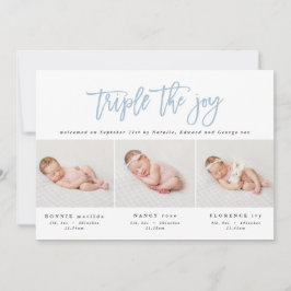 Meerdere foto's moderne tripletgeboorteaankondigin aankondiging