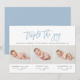 Meerdere foto's moderne tripletgeboorteaankondigin aankondiging