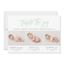 Meerdere foto's moderne tripletgeboorteaankondigin