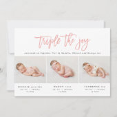 Meerdere foto's moderne tripletgeboorteaankondigin aankondiging (Voorkant)