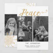 Meerdere foto's Peace Gold Typografie Feestdagenkaart (Voorkant / Achterkant)