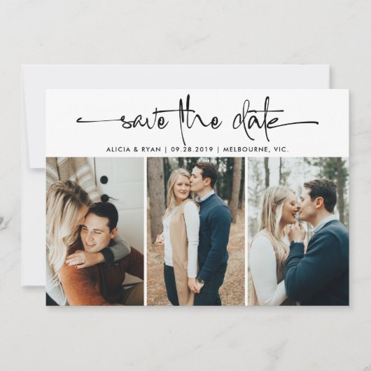 Meerdere foto's slaan de datum op save the date (Voorkant)