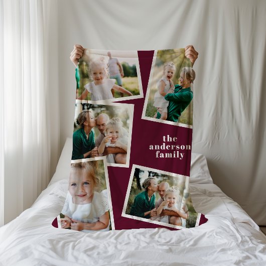 Meerdere foto's uit de familie van de moderne Bour Fleece Deken