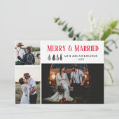 Meerdere foto's van het huwelijk feestdagenkaart (Staand voorkant)