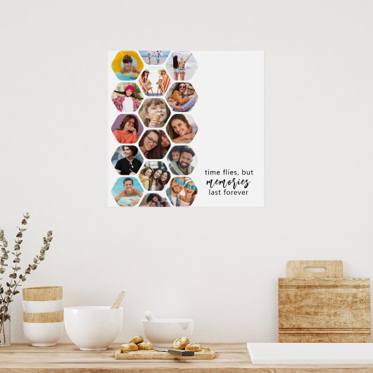 Meerdere foto's voor collage herinneringen Eenvoud Poster (Keuken)