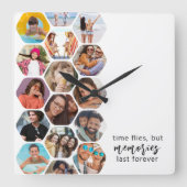 Meerdere foto's voor collage herinneringen Eenvoud Vierkante Klok (Voorkant)