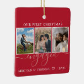 Meerdere foto's voor eerste kerstmis rood keramisch ornament (Rechts)