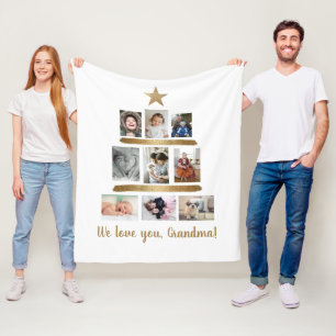 Meerdere foto's We Love You Oma Kerstboom Fleece Deken