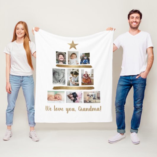 Meerdere foto's We Love You Oma Kerstboom Fleece Deken (In situ)