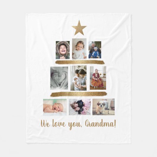 Meerdere foto's We Love You Oma Kerstboom Fleece Deken (Voorkant)