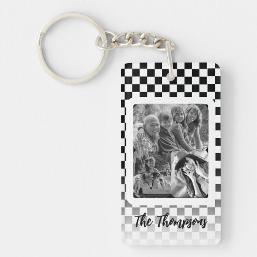 Meerdere foto's zwart-wit sleutelhanger (Voorkant)