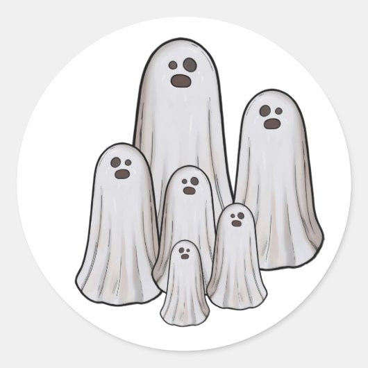 Meerdere geesten halloween ronde sticker (Voorkant)
