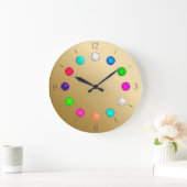 Meerdere gekleurde edelstenen op geborsteld goud grote klok (Huis)