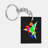Meerdere gekleurde geometrische sterren barst uit sleutelhanger (Voorkant Links)