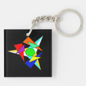 Meerdere gekleurde geometrische sterren barst uit sleutelhanger (Achterkant)