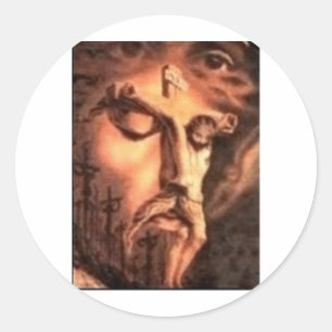 MEERDERE GEZICHTEN VAN JEZUS RONDE STICKER