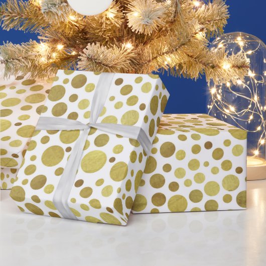 Meerdere gouden cirkels op witte achtergrond cadeaupapier (Feestdagen)
