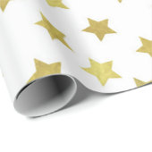 Meerdere gouden sterren op witte achtergrond cadeaupapier (Rol Hoek)
