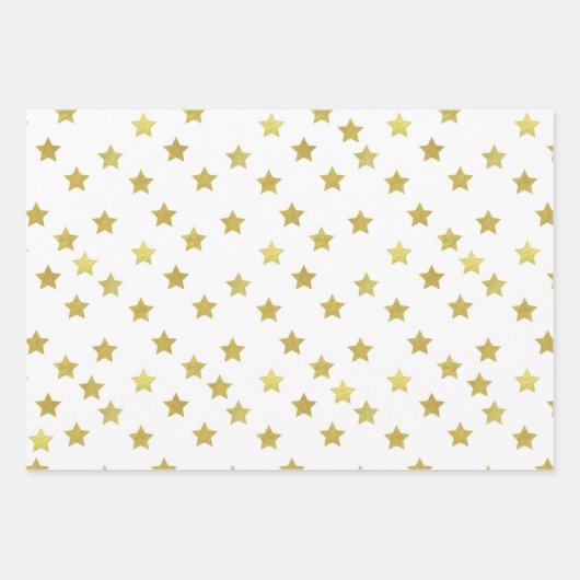 Meerdere gouden sterren op witte achtergrond inpakpapier vel (Voorkant 2)