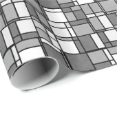 Meerdere grijze witte Mondriaan geïnspireerd patro Cadeaupapier (Rol Hoek)