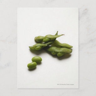 Meerdere groene Edamame bonen met erwtenpeul gebro Briefkaart