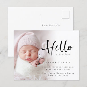 Meerdere Hallo nieuwe babyfoto's - Aankondiging ge Briefkaart