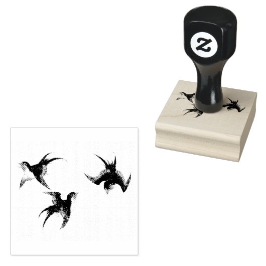 Meerdere  japanse vogels rubberstempel (Gestempeld)