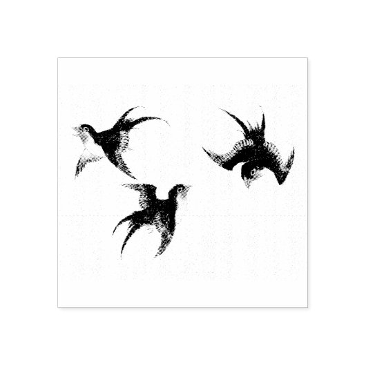 Meerdere  japanse vogels rubberstempel (Afrduk)