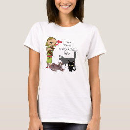 Meerdere katten en "Ik ben een trotse gekke katten T-shirt