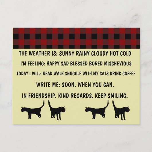 MEERDERE KEUZE CAT-BRIEFKAARTEN VOOR BUSPERSOON BRIEFKAART (Voorkant)