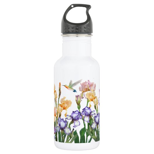 Meerdere Kleur Irissen / Bloementuin  Waterfles (Voorkant)