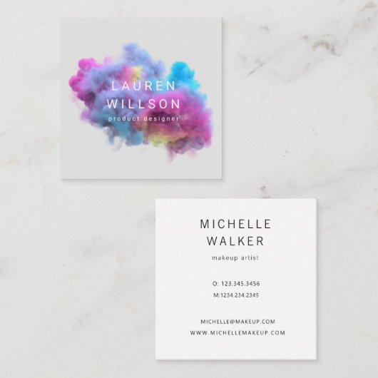 Meerdere kleuren Smoke Effect Modern Vierkante Visitekaartje (Voorkant / Achterkant)