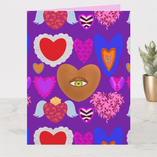 Meerdere kleurrijke harten Valentijn Kaart (Kleine Plant)