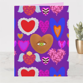Meerdere kleurrijke harten Valentijn Kaart