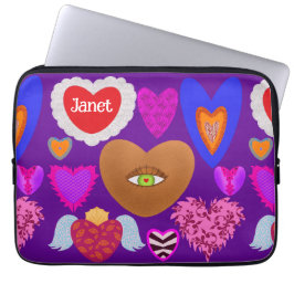 Meerdere kleurrijke harten Valentijn Laptop Sleeve