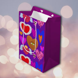 Meerdere kleurrijke harten Valentijn Medium Cadeauzakje